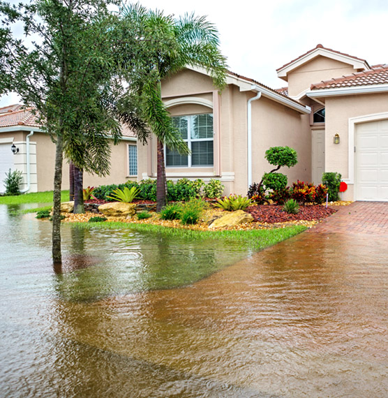 Flood Insurance Flood water creeping towards houses