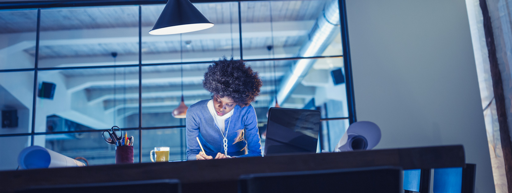 Woman working over night
